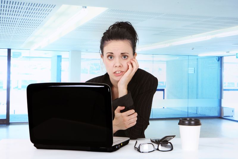 worried woman about successful digital marketing campaign